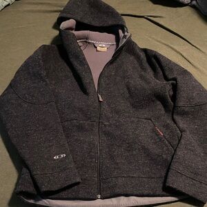 Salomon Dark Charcoal Full-Zip Wool Fleece Lined Hoodie Jacket